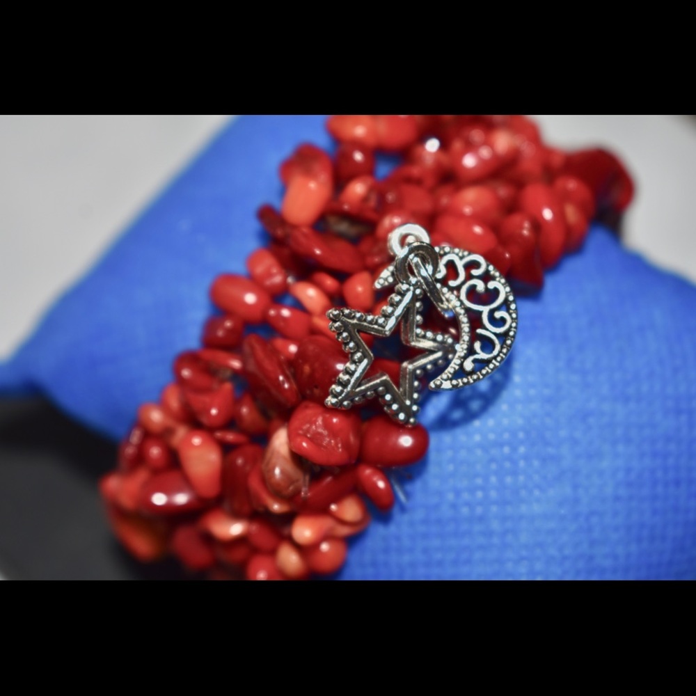 Coral Gemstone Stretch Bracelet